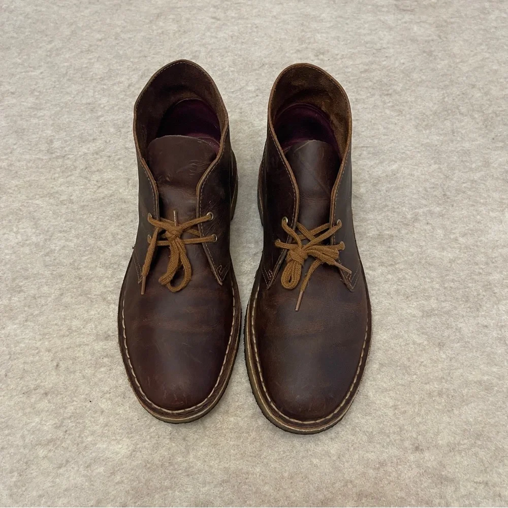 Clarks Originals Desert Brown Beeswax Leather Lace Up Chukka Boot Mens Size 9.5